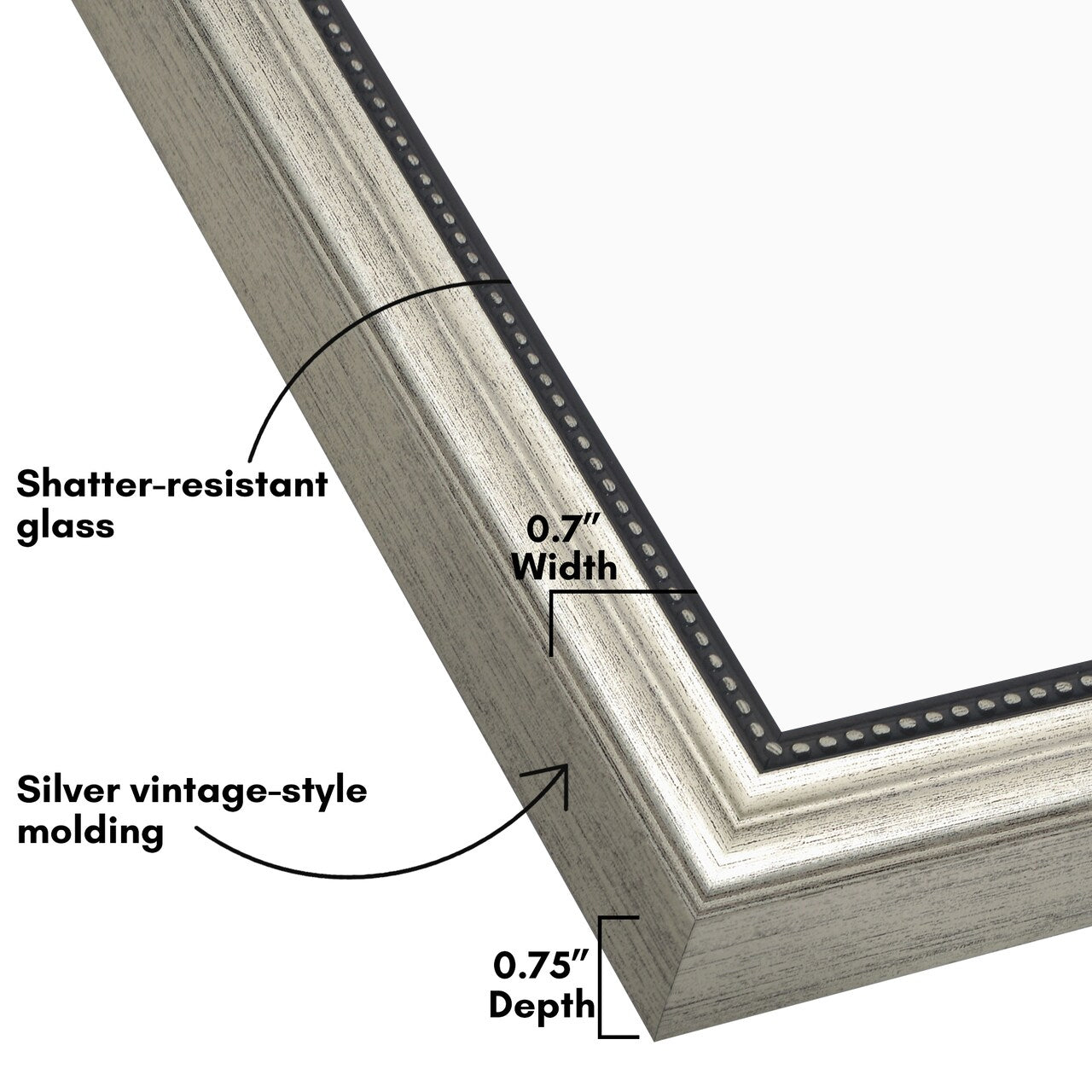 Americanflat Vintage Picture Frame with Beaded Accents with Shatter Resistant Glass and Easel Stand