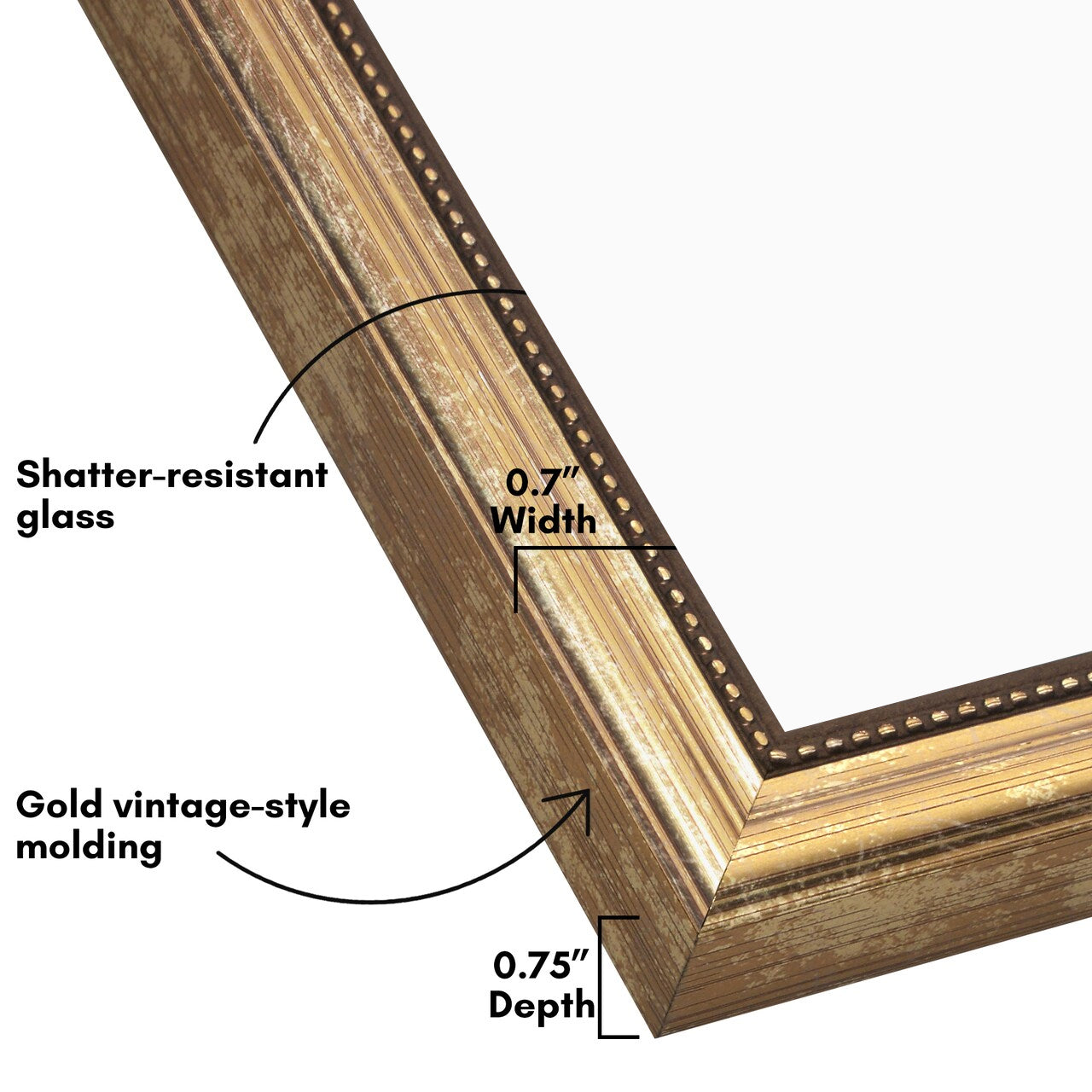 Americanflat Vintage Picture Frame with Beaded Accents with Shatter Resistant Glass and Easel Stand