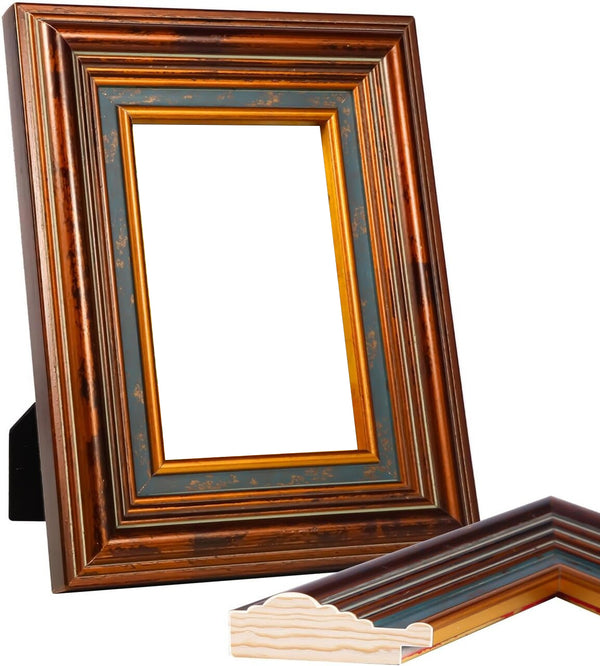 5x7 Vintage Picture Frame, Gold Finish with Real Glass Front, Photo Frames Elegant Design for Wall or Tabletop Display, Perfect for Home, Art, or Wedding Photos, Gift