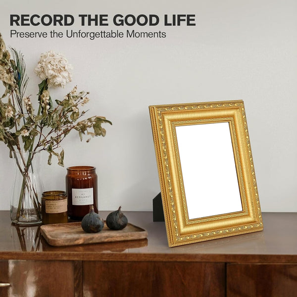 5x7 Gold Picture Frames Set of 2, Ornate Vintage 5 x 7 Photo Frames for Wall Decor(gloden)5