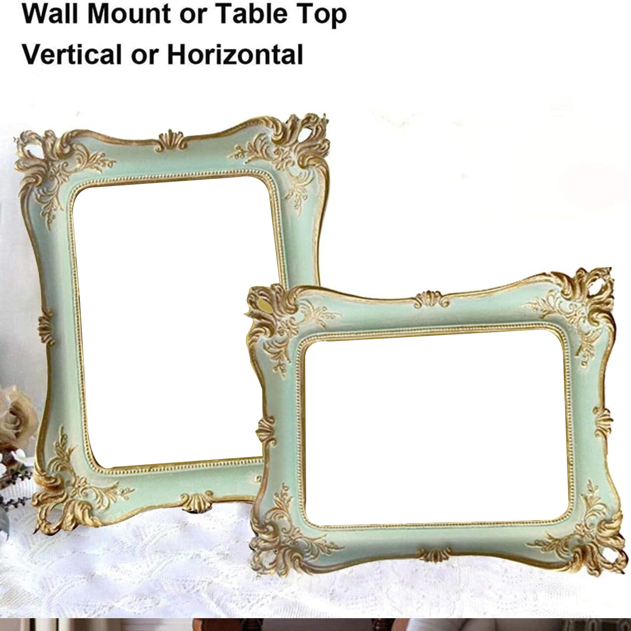5x7 Vintage Picture Frame Antique Ornate Blue Photo Frame(Blue)8.9"L x 7.1"W