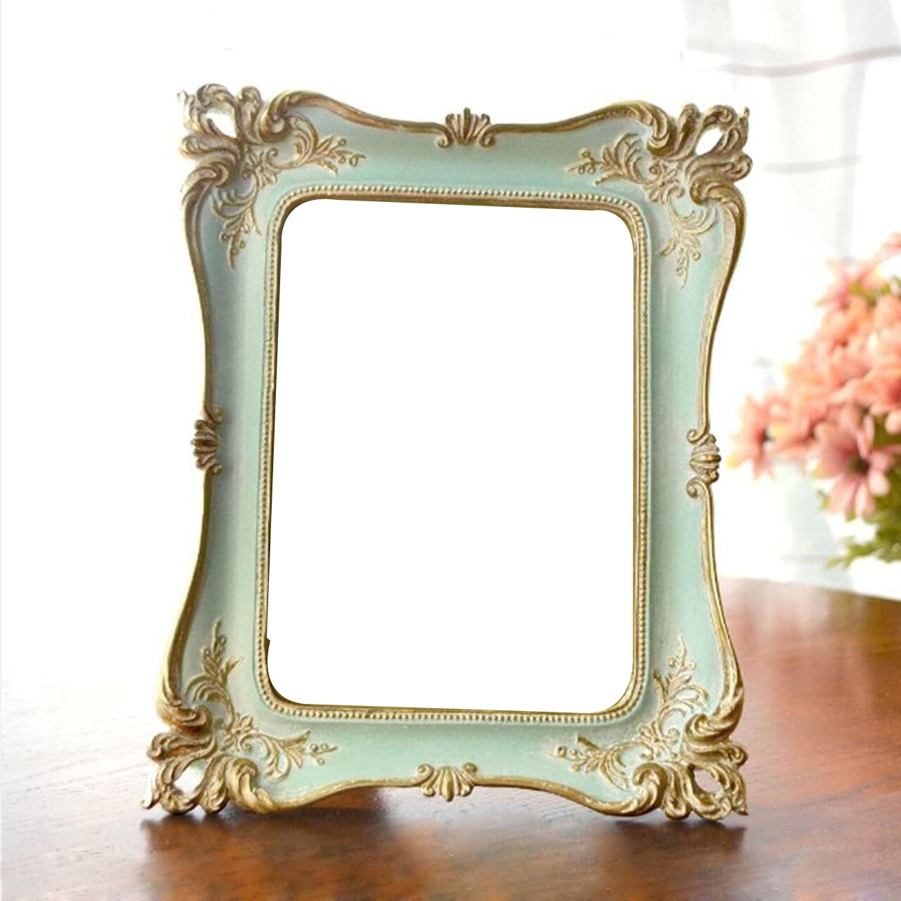 5x7 Vintage Picture Frame Antique Ornate Blue Photo Frame(Blue)8.9"L x 7.1"W