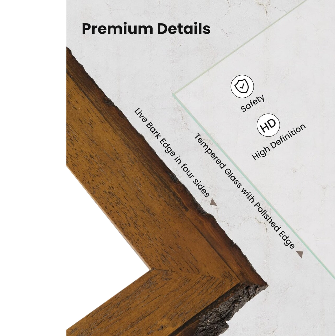 Rustic 5x7 Picture Frame|Natural Solid Wood 5 x 7 Photo Frame with Live Bark Edges|Tempered Glass