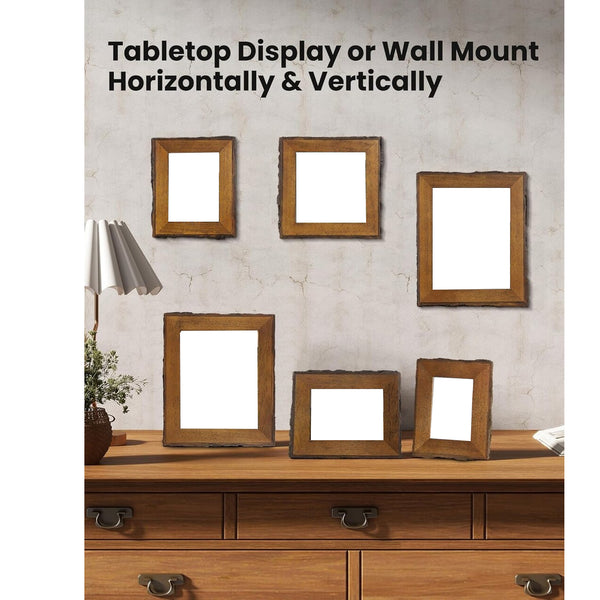 Rustic 5x7 Picture Frame|Natural Solid Wood 5 x 7 Photo Frame with Live Bark Edges|Tempered Glass