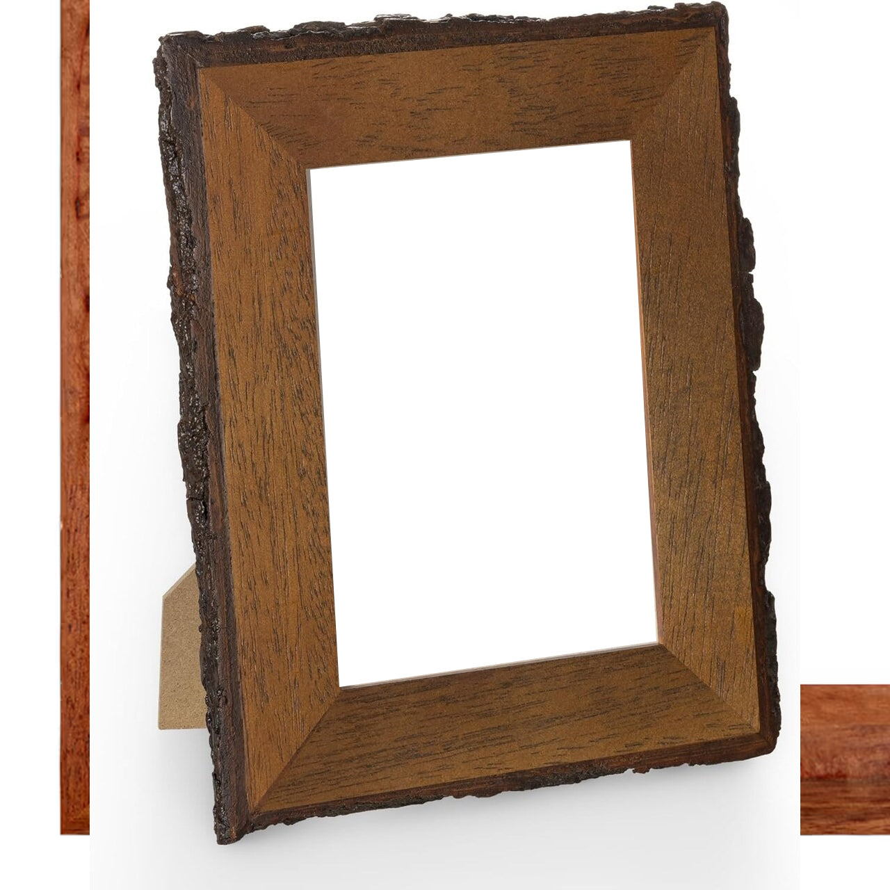 Rustic 5x7 Picture Frame|Natural Solid Wood 5 x 7 Photo Frame with Live Bark Edges|Tempered Glass
